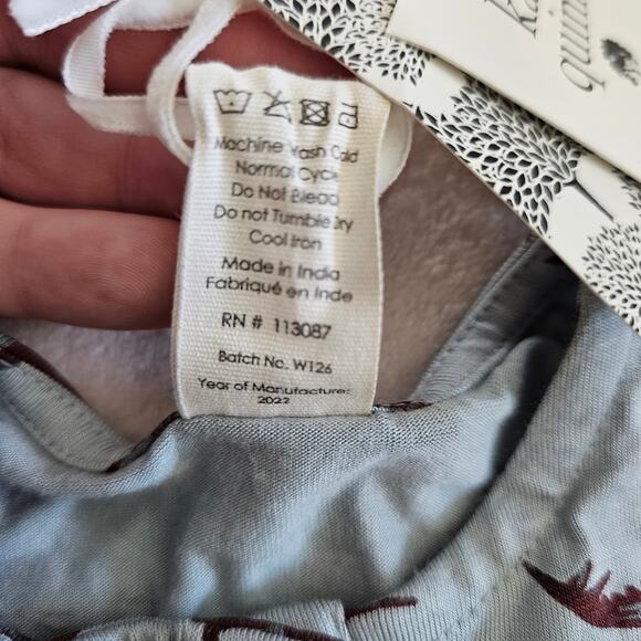 Kate Quinn NWT 3-6m Blue Dino Drop Waist Jumpsuit Viscose Bamboo - Picture 4 of 6